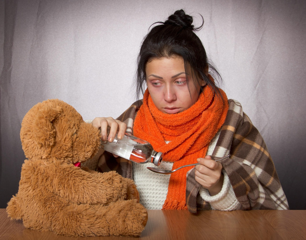 young woman, flu, medicine, toy, flu, flu, flu, flu, flu
